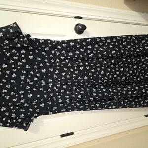 Lane Bryant A-Line Maxi Skirt Black and White Pleated